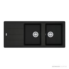 Franke Basis Topmount Double Bowl Sink 1160mm, 1th, Left Drainer, WWK, Matt Black BFG621MBLHD-B