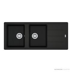 Franke Basis Topmount Double Bowl Sink 1160mm, 1th, Right Drainer, WWK, Matt Black BFG621MBRHD-B