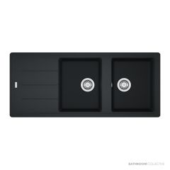 Franke Basis Topmount Double Bowl Sink 1160mm, 1th, Left Drainer, WWK, Onyx BFG621ONLHD-B