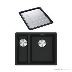 Franke Maris Granite Topmount 1 & 1/2 Double Bowl Sink 560mm, SBL, DT651, Matt Black MRG 660/34-15SBLMB-FPC