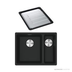 Franke Maris Granite Topmount 1 & 1/2 Double Bowl Sink 560mm, SBR, DT651, Matt Black MRG 660/34-15SBRMB-FPC