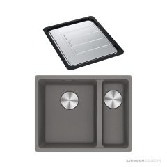 Franke Maris Granite Topmount 1 & 1/2 Double Bowl Sink 560mm, SBR, DT651, Stone Grey MRG 660/34-15SBRSG-FPC