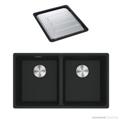 Franke Maris Undermount Double Bowl Sink 753mm, DT651, Matt Black MRG120-35MB-FPC