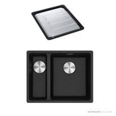 Franke Maris Undermount 1 & 1/2 Double Bowl Sink 553mm, SBL, DT651, Onyx MRG160SBLON-FPC