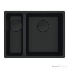 Franke Maris Flushmount 1 & 1/2 Double Bowl Sink 553mm, SBL, Matt Black MRG260SBLMB-B