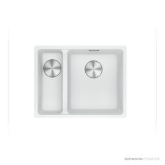 Franke Maris Flushmount 1 & 1/2 Double Bowl Sink 553mm, SBL, Polar White MRG260SBLPW-B