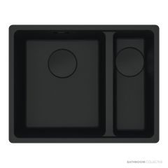 Franke Maris Flushmount 1 & 1/2 Double Bowl Sink 553mm, SBR, Matt Black MRG260SBRMB-B