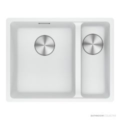 Franke Maris Flushmount 1 & 1/2 Double Bowl Sink 553mm, SBR, Polar White MRG260SBRPW-B