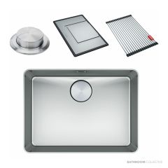 Franke Mythos Top & Flush Mount Single Bowl Sink 562mm, PB835, RM081, DT288, Stainless MYX210-55FPC