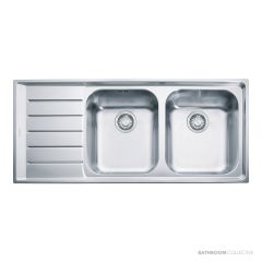 Franke Neptune Topmount Double Bowl Sink 1160mm, Left Drainer, Stainless NEX621LHD
