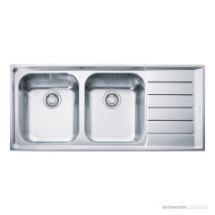 Franke Neptune Topmount Double Bowl Sink 1160mm, Right Drainer, Stainless NEX621RHD