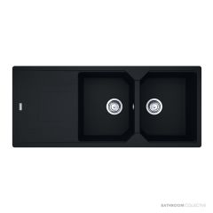 Franke Urban Topmount Double Bowl Sink 1160mm, 1th, Left Drainer, Matt Black UBG621MBLHD