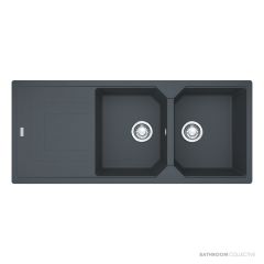 Franke Urban Topmount Double Bowl Sink 1160mm, 1th, Left Drainer, Onyx UBG621ONLHD