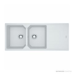 Franke Urban Topmount Double Bowl Sink 1160mm, 1th, Right Drainer, Polar White UBG621PWRHD