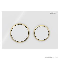 Geberit Kappa21 Flush Button, White with Gold Trim 115.240.KK.1