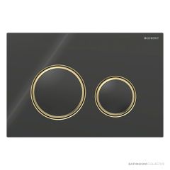 Geberit Sigma21 Flush Button, Black, Brass Trim 115.652.SJ.1