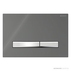 Geberit Sigma50 Flush Button, Smoked Reflective Glass with Brushed Chrome Button 115.788.SD.2