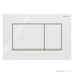 Geberit Sigma30 Flush Button, White, Gold Trim 115.883.KK.1
