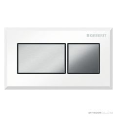 Geberit Square Pneumatic Flush Remote Buttons, Brushed Chrome with White Trim 115.932.KT.1