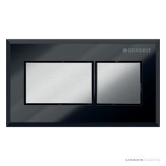Geberit Square Pneumatic Flush Remote Buttons, Brushed Chrome with Black Trim 115.932.KV.1