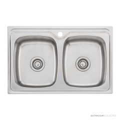 Oliveri Endeavour Top & Under Mount Double Bowl Sink 775mm