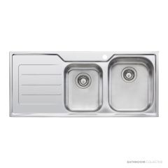 Oliveri Flinders Topmount 1 & 3/4 Double Bowl Sink 1080mm
