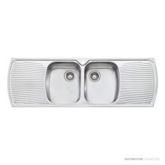 Oliveri Monet Topmount Double Bowl Sink with Double Drainer 1500mm, Stainless MO753 1TH