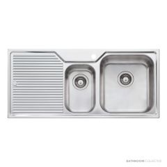 Oliveri Nu-Petite Topmount 1 & 1/2 Double Bowl Sink 1080mm, Left Drainer, Stainless NP602 1TH