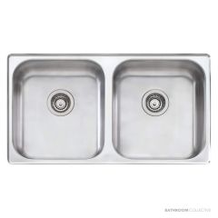 Oliveri Nu-Petite Undermount Double Bowl Sink 890mm, Stainless NP60U