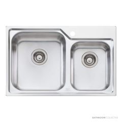 Oliveri Nu-Petite Topmount 1 & 3/4 Double Bowl Sink 775mm