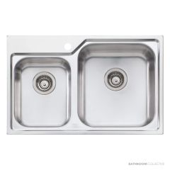 Oliveri Nu-Petite Topmount 1 & 3/4 Double Bowl Sink 775mm, Stainless NP616 1TH