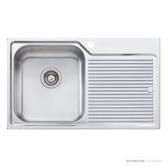 Oliveri Nu-Petite Topmount Single Bowl Sink 825mm, Right Drainer, Stainless NP621 1TH