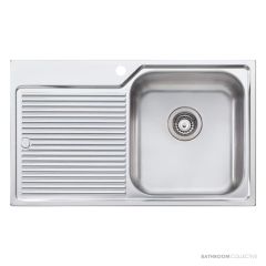 Oliveri Nu-Petite Topmount Single Bowl Sink 825mm, Left Drainer, Stainless NP622 1TH