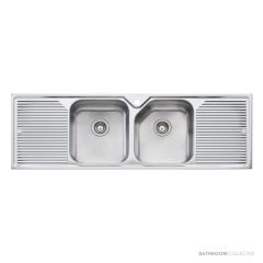 Oliveri Nu-Petite Topmount Double Bowl Sink 1550mm, Double Drainer, Stainless NP653 1TH