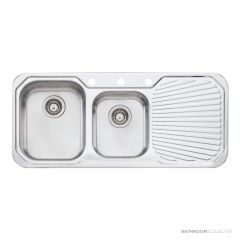Oliveri Petite Topmount 1 & 3/4 Double Bowl Sink 1080mm