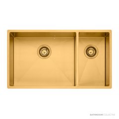 Oliveri Spectra Top, Flush & Under Mount 1 & 1/2 Double Bowl Sink 790mm, Gold SB35AU