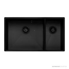 Oliveri Spectra Top, Flush & Under Mount 1 & 1/2 Double Bowl Sink 790mm, Black SB35BK