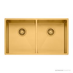 Oliveri Spectra Top, Flush & Under Mount Double Bowl Sink 780mm, Gold SB63AU