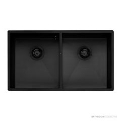 Oliveri Spectra Top, Flush & Under Mount Double Bowl Sink 780mm, Black SB63BK