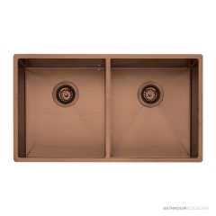 Oliveri Spectra Top, Flush & Under Mount Double Bowl Sink 780mm, Copper SB63CU