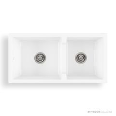 Oliveri Sicily Top & Under Mount Fireclay Farmhouse 1 & 3/4 Double Bowl Sink 914mm