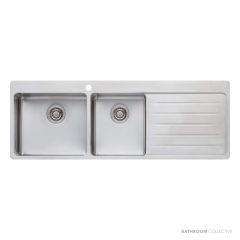 Oliveri Sonetto Topmount 1 & 3/4 Double Bowl Sink 1415mm