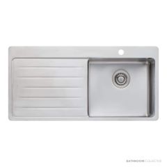 Oliveri Sonetto Topmount Single Bowl Sink 1035mm, 1th, Left Drainer, Stainless SN1022
