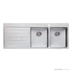 Oliveri Sonetto Topmount Double Bowl Sink 1300mm, 1th, Left Drainer, Stainless SN1072