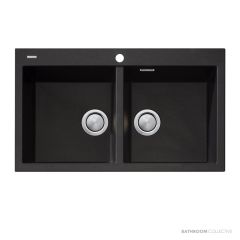 Oliveri Santorini Granite Topmount Double Bowl Sink 860mm