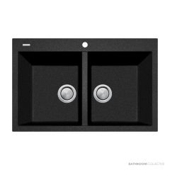 Oliveri Santorini Granite Topmount Piccolo Double Bowl Sink 790mm