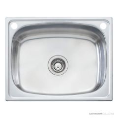 Oliveri Laundry Inset Single Bowl Sink 45 Litre Tub with Rinse Bypass & Overflow 590mm