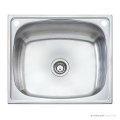 Oliveri Laundry Inset Single Bowl Sink 70 Litre Tub with Rinse Bypass 630mm