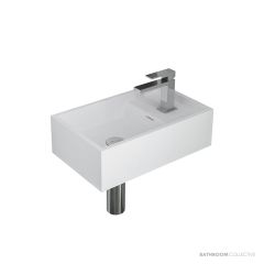 Omvivo CDesign Micro 485mm Wall Basin, Left Bowl, Matt White CDVSS485LHB