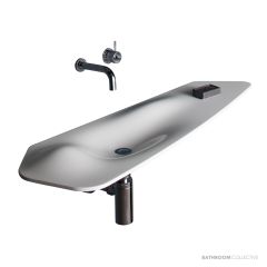 Omvivo Dune Wall Basin, Left Bowl, Polished White DWVCGWLHB
